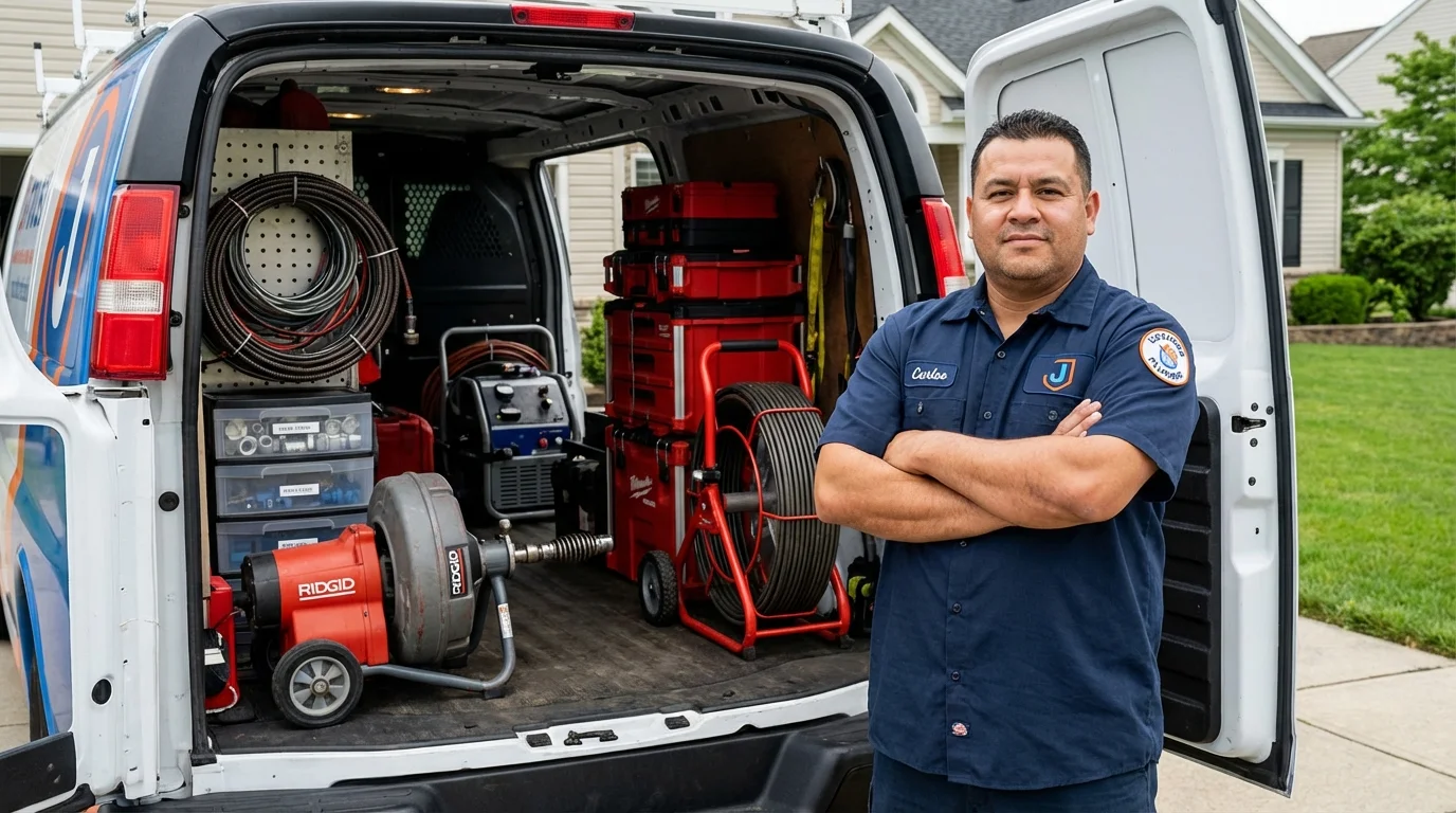 Professional drain cleaning equipment and Johns Plumbing LLC plumber in Moscow