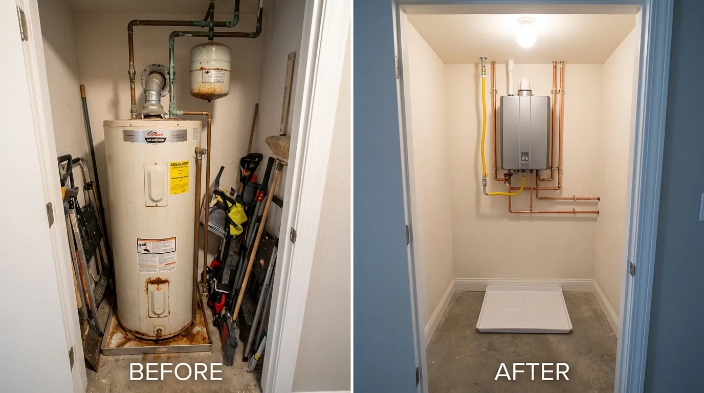 Tank water heater versus wall-mounted tankless unit comparison for Moscow, PA homeowners